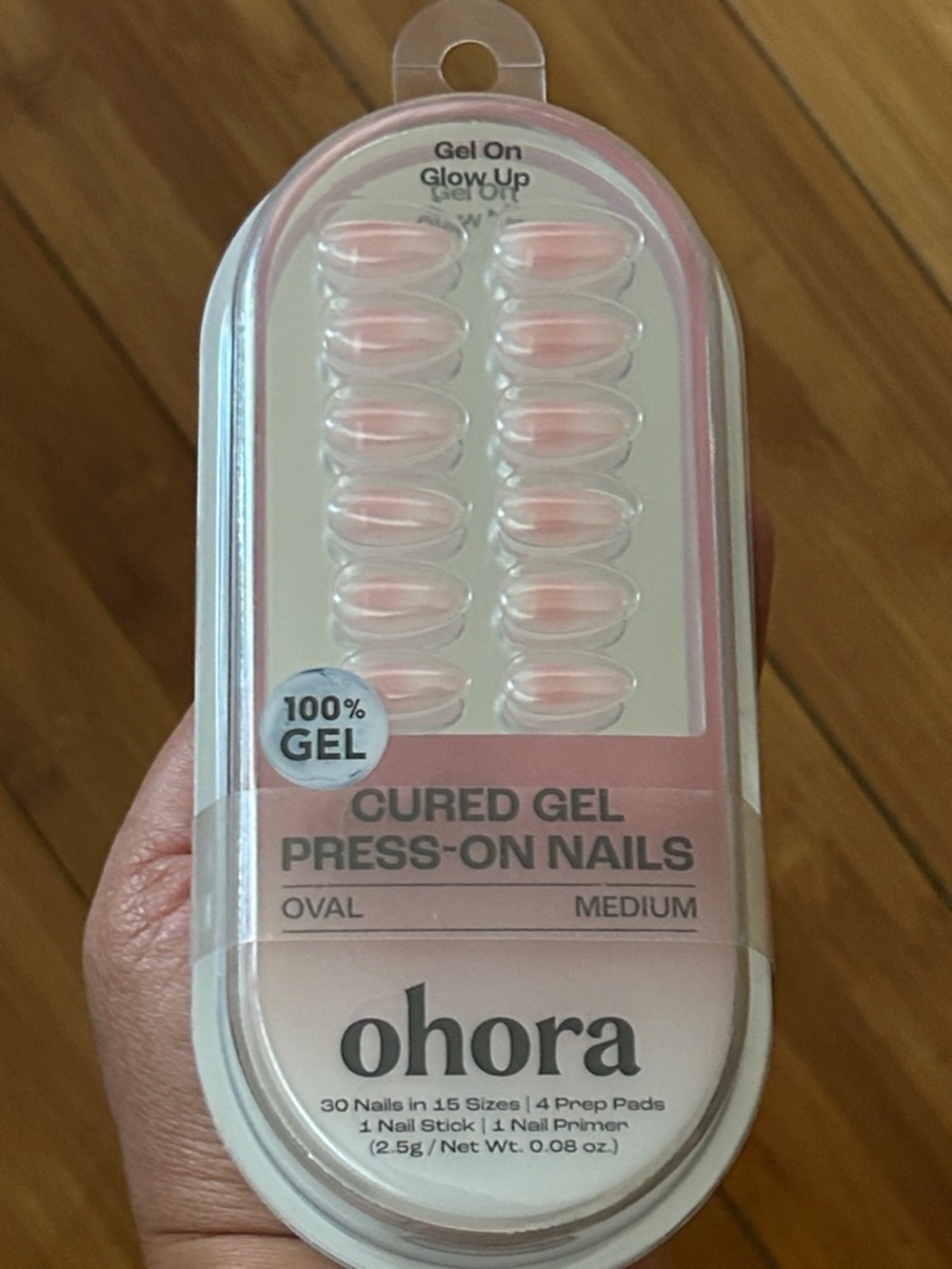 Ohora Pink Oval Medium Cured Gel Press-On Nails
